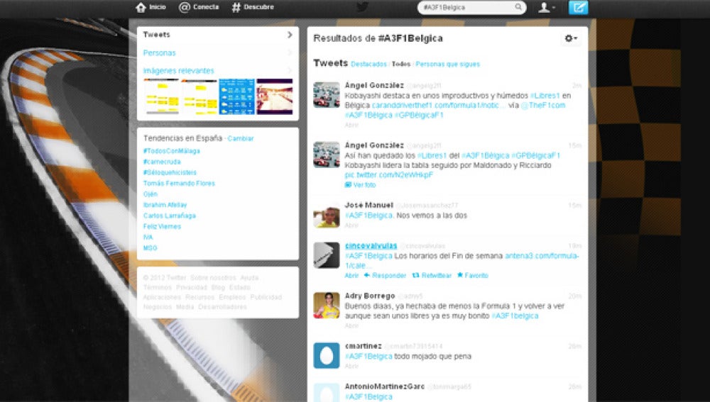 Las redes sociales debatiendo sobre el #A3F1Belgica.