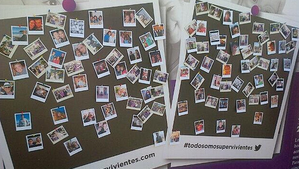 Mural fotográfico en el Dia Mundial del Superviviente del Cáncer en el paseo de la Castellana