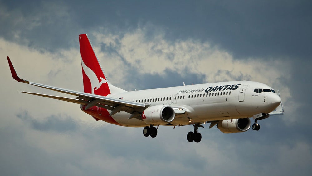 Un avión de Qantas, en pleno vuelo