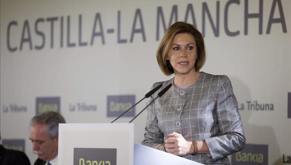 María Dolores de Cospedal, durante su intervención en un desayuno informativo