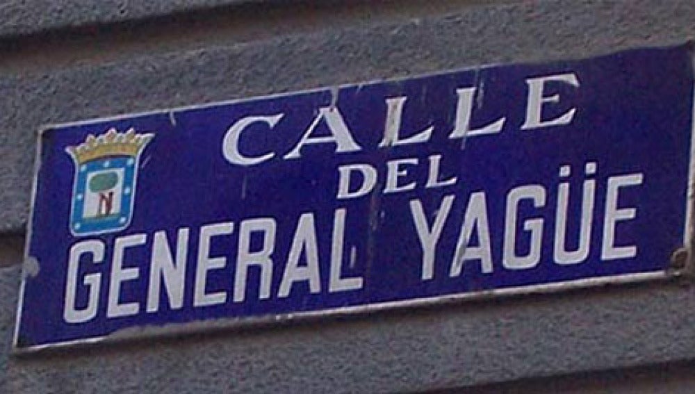 Cartel de la calle General Yagüe, en Madrid