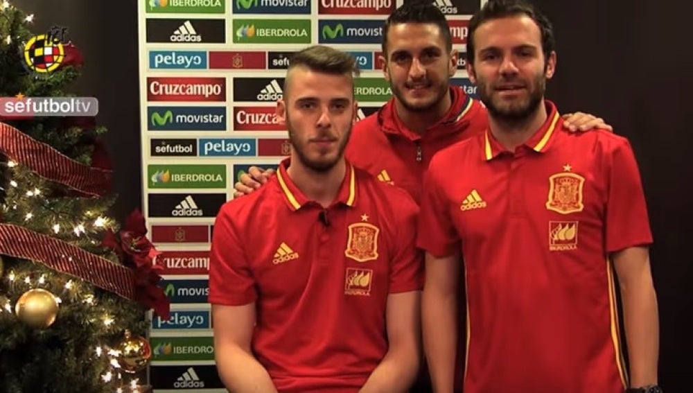 Mata, De Gea y Koke felicitan la Navidad