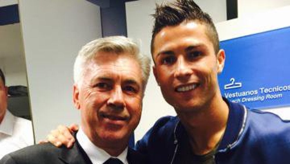 Ancelotti, junto a Cristiano Ronaldo