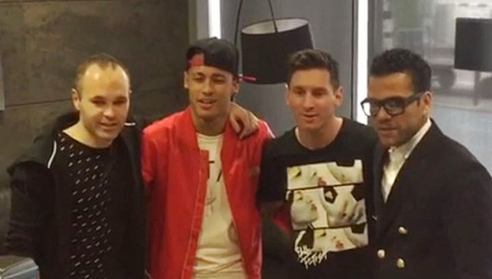 Iniesta, Neymar, Messi y Alves