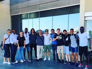 Puyol, Deco y Abidal, en su regreso a Barcelona Puyol, Deco y Abidal, en su regreso a Barcelona