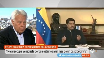 Felipe González, sobre los venezolanos: "Están peleando por algo que se lucha cuando se pierde, que es ser libres" Felipe González, sobre los venezolanos: "Están peleando por algo que se lucha cuando se pierde, que es ser libres"