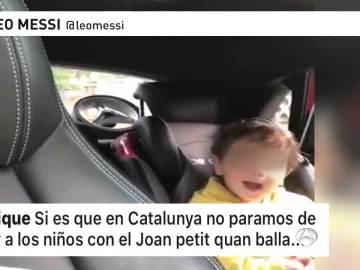 Mensaje de Piqué en un vídeo del hijo de Messi Mensaje de Piqué en un vídeo del hijo de Messi
