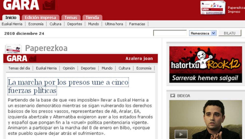 Anuncio de los presos de ETA en Gara