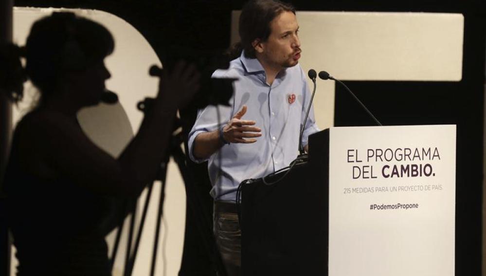 Pablo Iglesias en la presentación del programa para las elecciones autonómicas del 24M