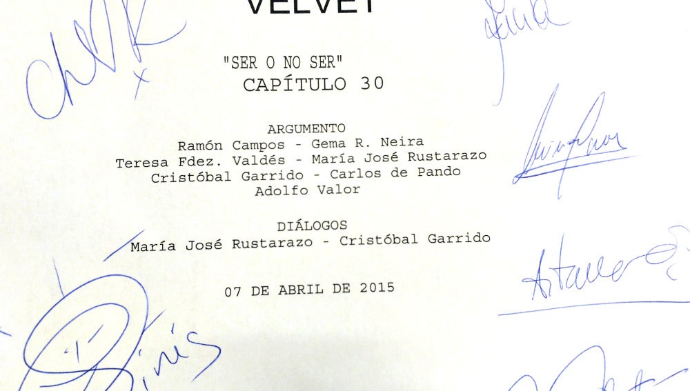 El segundo guión de la tercera temporada firmados por los actores de Velvet