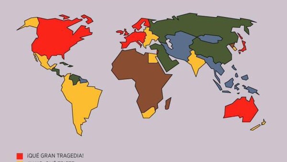 Mapa sobre la importancia de las tragedias mundiales