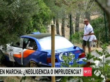El choche, en el lugar del accidente del Rallysprint Afició de Calvià El choche, en el lugar del accidente del Rallysprint Afició de Calvià