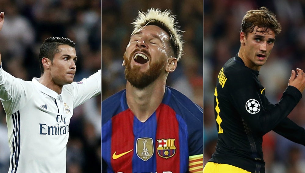 Cristiano Ronaldo, Leo Messi y Griezmann Cristiano Ronaldo, Leo Messi y Griezmann