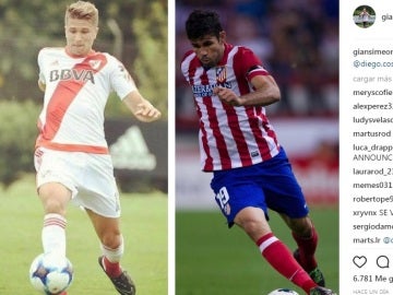 Imagen colgada por Gianluca Simeone en Instagram junto a Diego Costa Imagen colgada por Gianluca Simeone en Instagram junto a Diego Costa