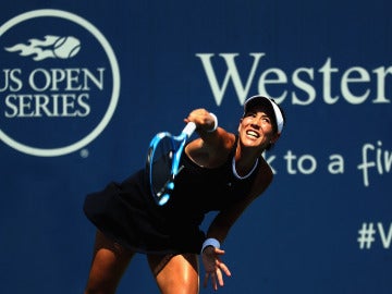 Muguruza, durante la final contra Halep Muguruza, durante la final contra Halep