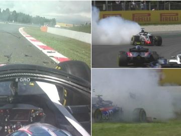 El accidente de Grosjean en el GP de España