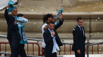 Cristiano Ronaldo, micrófono en mano en Cibeles Cristiano Ronaldo, micrófono en mano en Cibeles