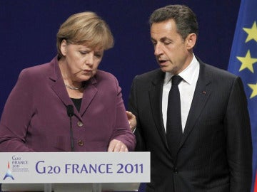 Merkel y Sarkozy, tras la reunión del G20