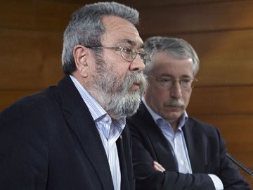 Méndez y Toxo en Moncloa Méndez y Toxo en Moncloa