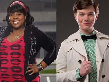 Amber Riley y Chris Colfer en España