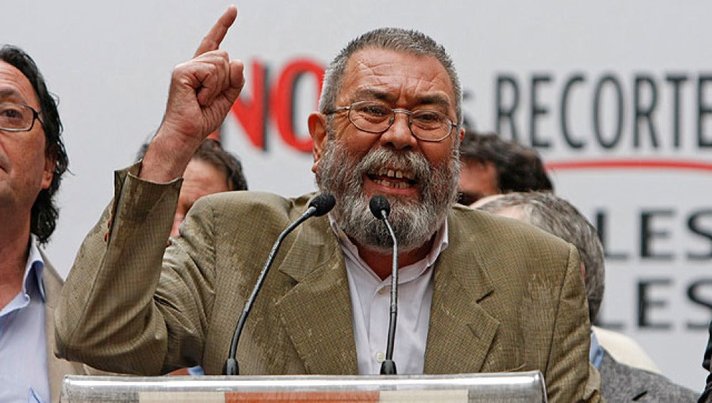 Cándido Méndez durante un mitin