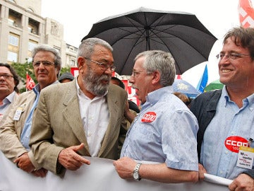 Toxo y Méndez durante una manifestación