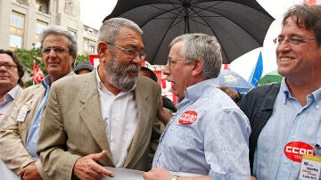 Toxo y Méndez durante una manifestación