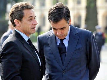 Nicolas Sarkozy con el primer ministro, François Fillon