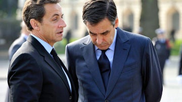 Nicolas Sarkozy con el primer ministro, François Fillon