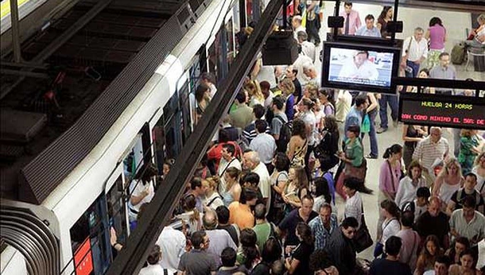 El metro en hora punta