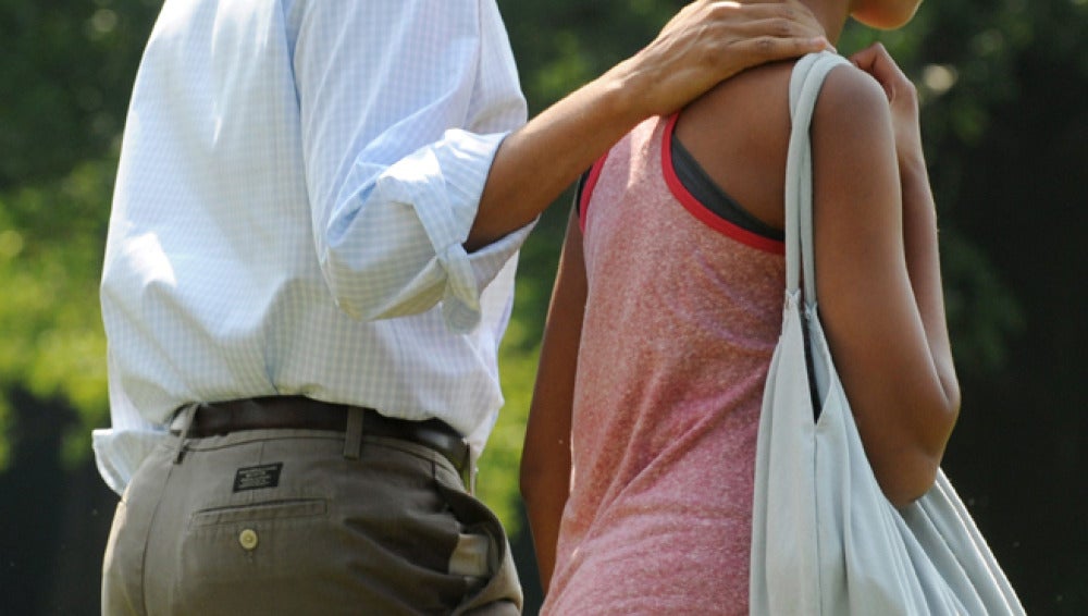 Obama con su hija mayor, Malia