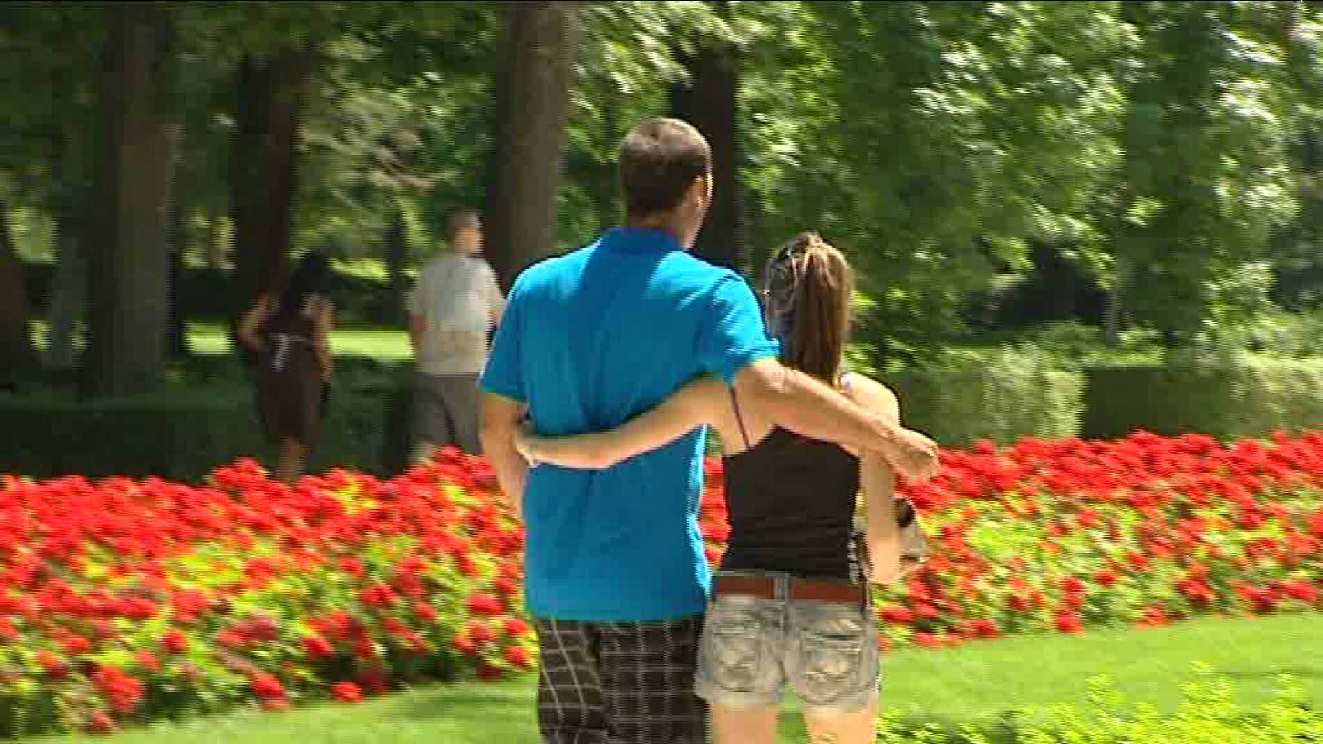 Pareja paseando en el parque