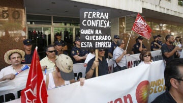 Trabajadores de Marsans en una manifestación del pasado 15 de julio