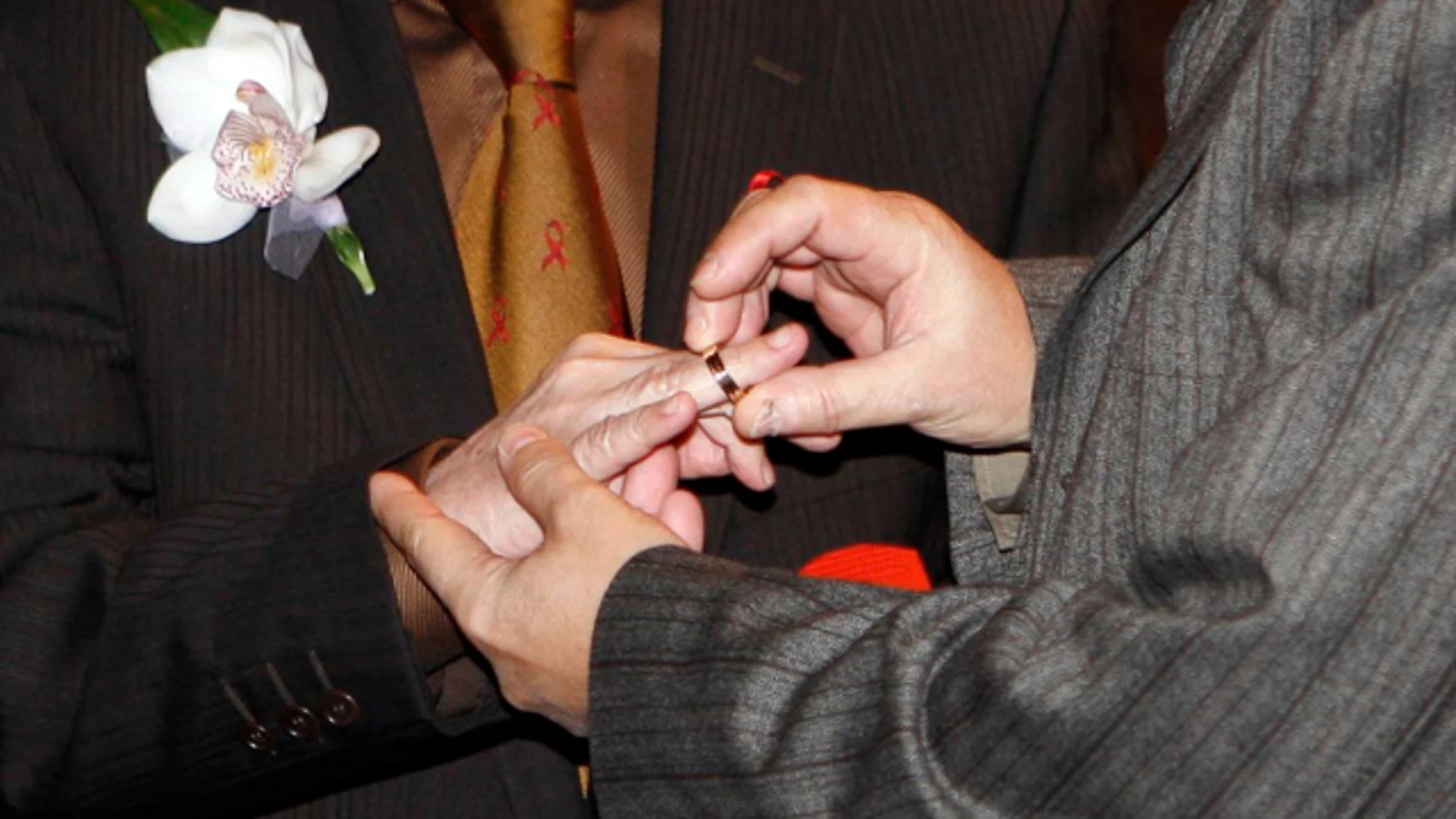 Dos hombres contrayendo matrimonio Dos hombres contrayendo matrimonio