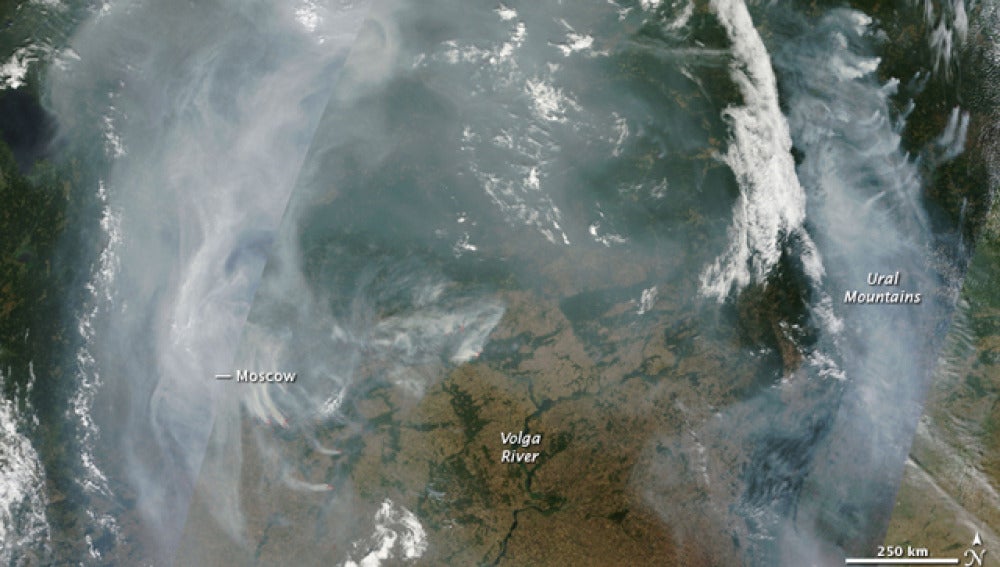 La NASA observa 3.000 kilómetros de humo sobre Rusia