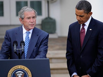 Obama y Bush, juntos