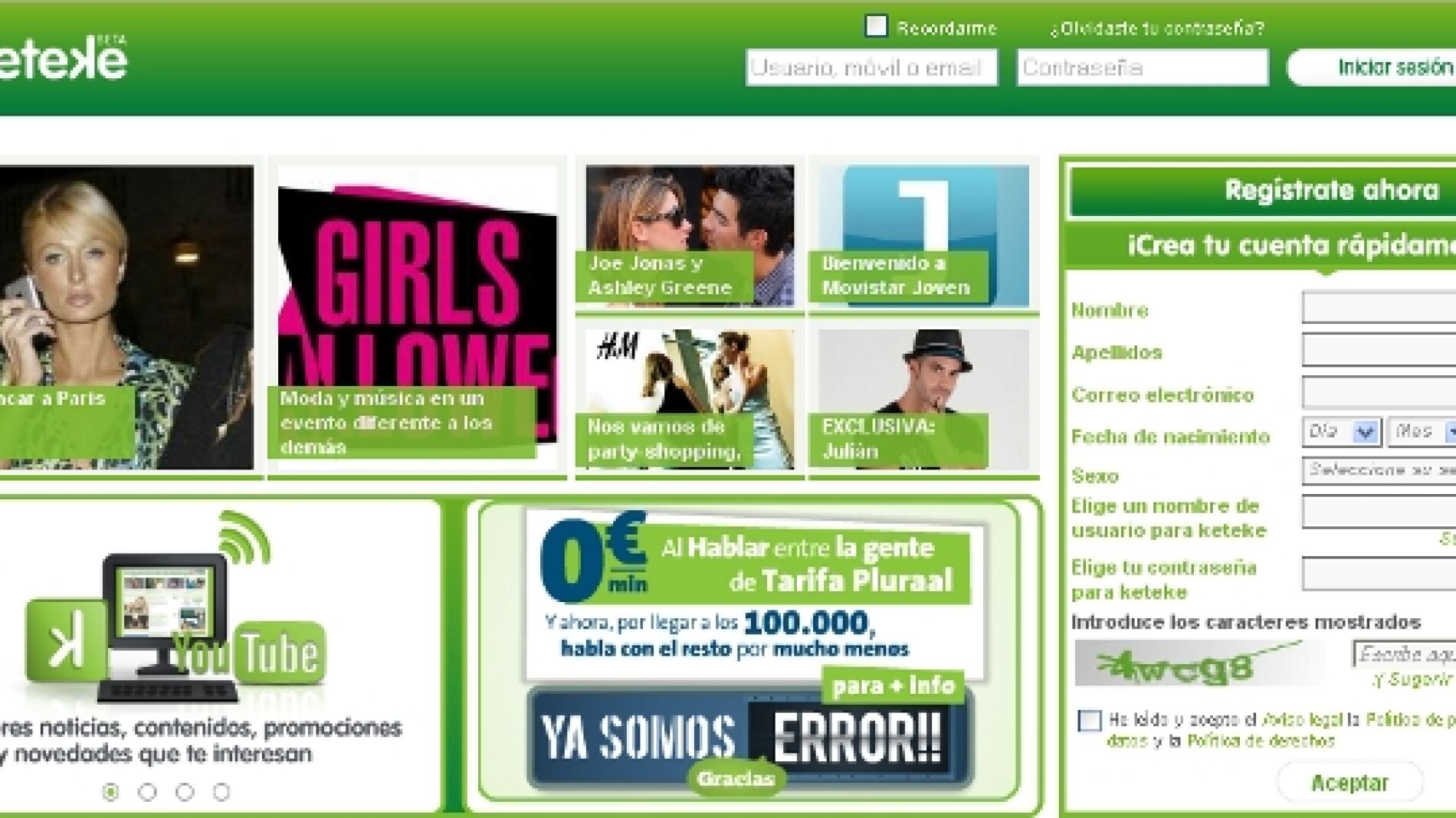 Pantalla de la red social Keteke