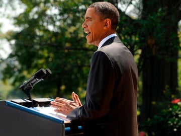 Barack Obama en los jardines de la Casa Blanca