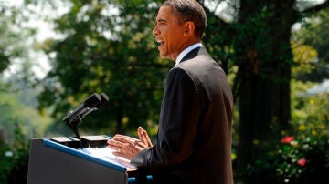 Barack Obama en los jardines de la Casa Blanca