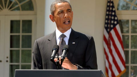 El presidente Obama durante una comparecencia