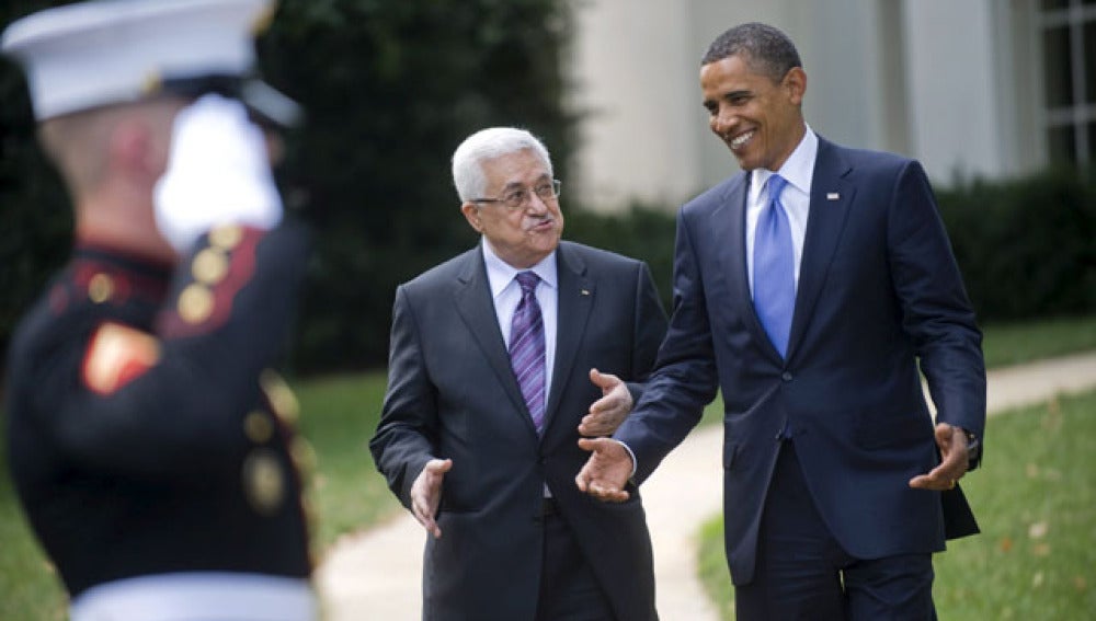 Mahmud Abbas y Barack Obama en la Casa Blanca