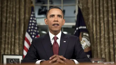 Obama en su discurso en el Despacho Oval Obama en su discurso en el Despacho Oval
