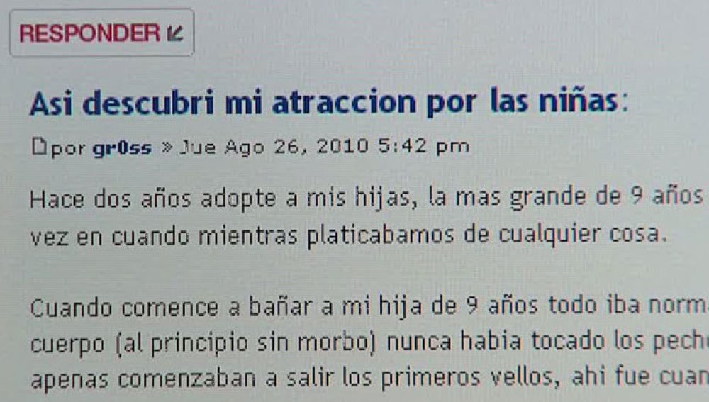 Una página web en la que cientos de pedófilos intercambian experiencias y opiniones