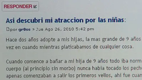 Una página web en la que cientos de pedófilos intercambian experiencias y opiniones Una página web en la que cientos de pedófilos intercambian experiencias y opiniones