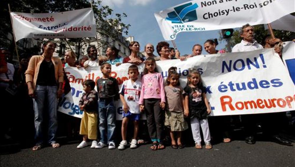 Manifestación de gitanos rumanos