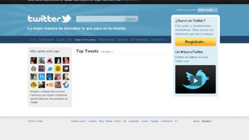 Pantalla de inicio de Twitter