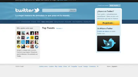 Pantalla de inicio de Twitter Pantalla de inicio de Twitter