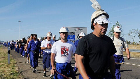 Marcha de protesta de los mineros