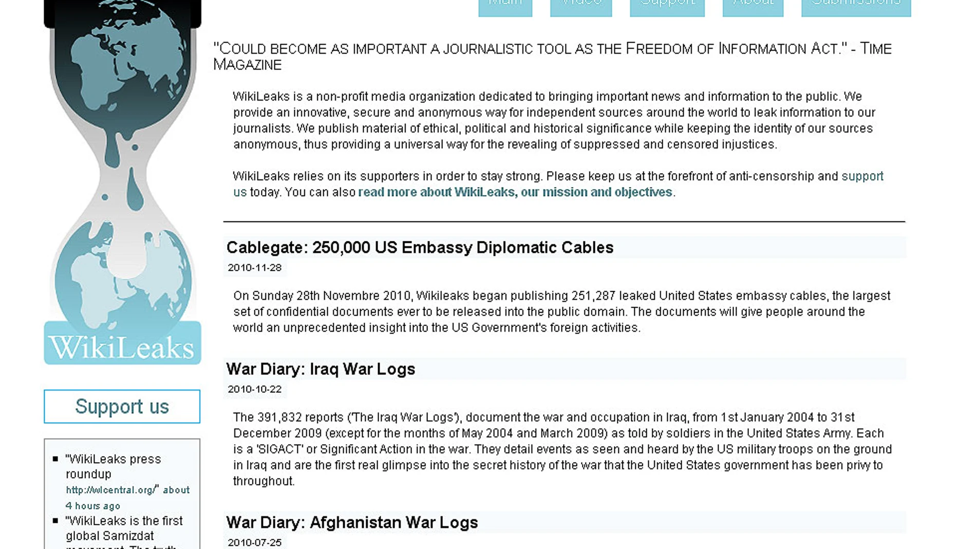 Web de Wikileaks Web de Wikileaks