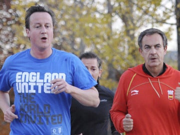Cameron y Zapatero salieron juntos a correr Cameron y Zapatero salieron juntos a correr